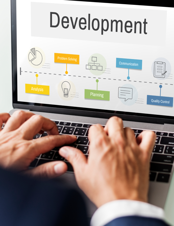 Developer building a web development workflow on a laptop