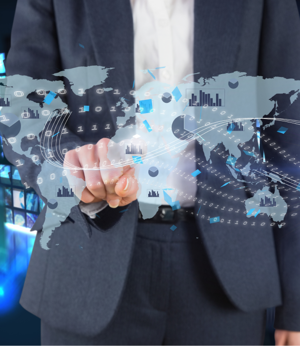 Web expert navigating a digital network map