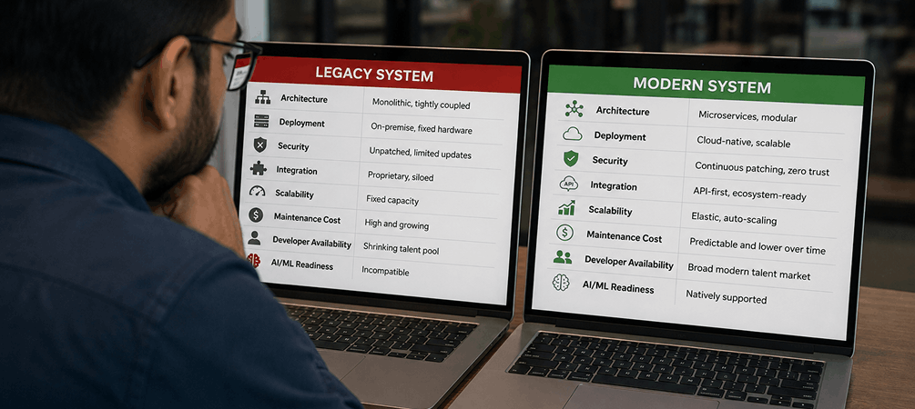 Legacy System vs. Modern System